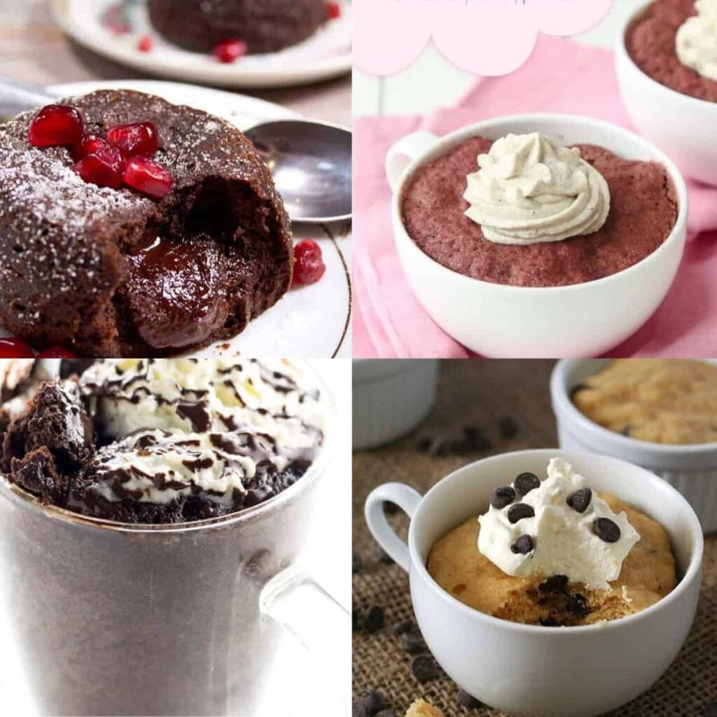 chocolate mug cake keto recipe collage