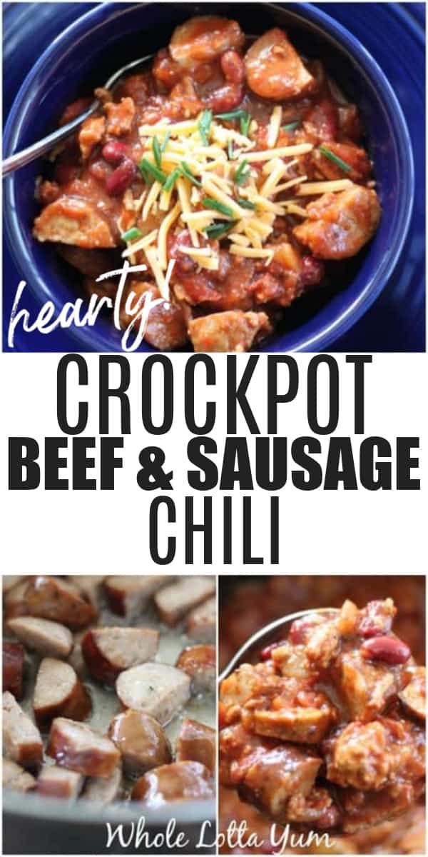 sausage chili recipe pin for Pinterest