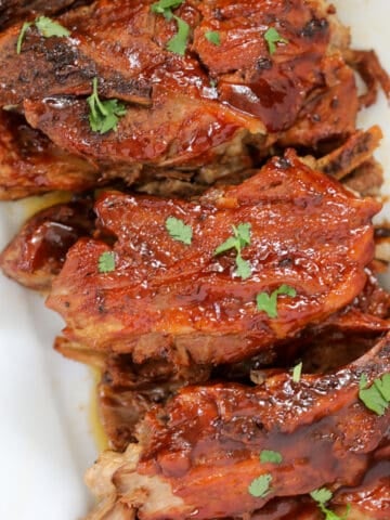 instant pot country style ribs close up cooked on a platter