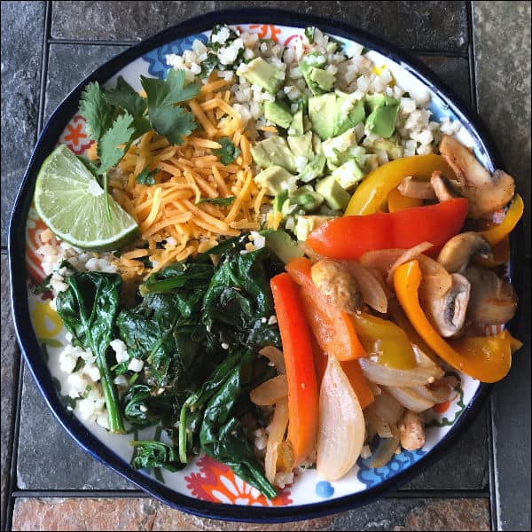 low carb vegetarian burrito bowl