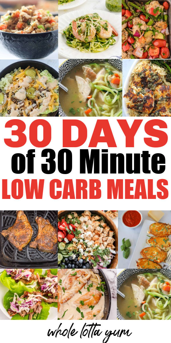 30 days 30 minute low carb meals collage for social media