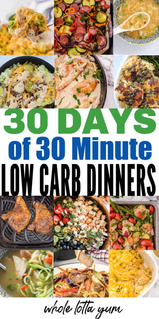 30 minute dinners that are low carb collage for social media