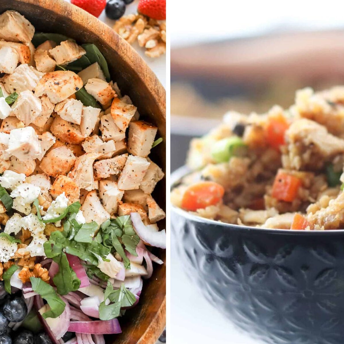 collage of 30 minute low carb dinners