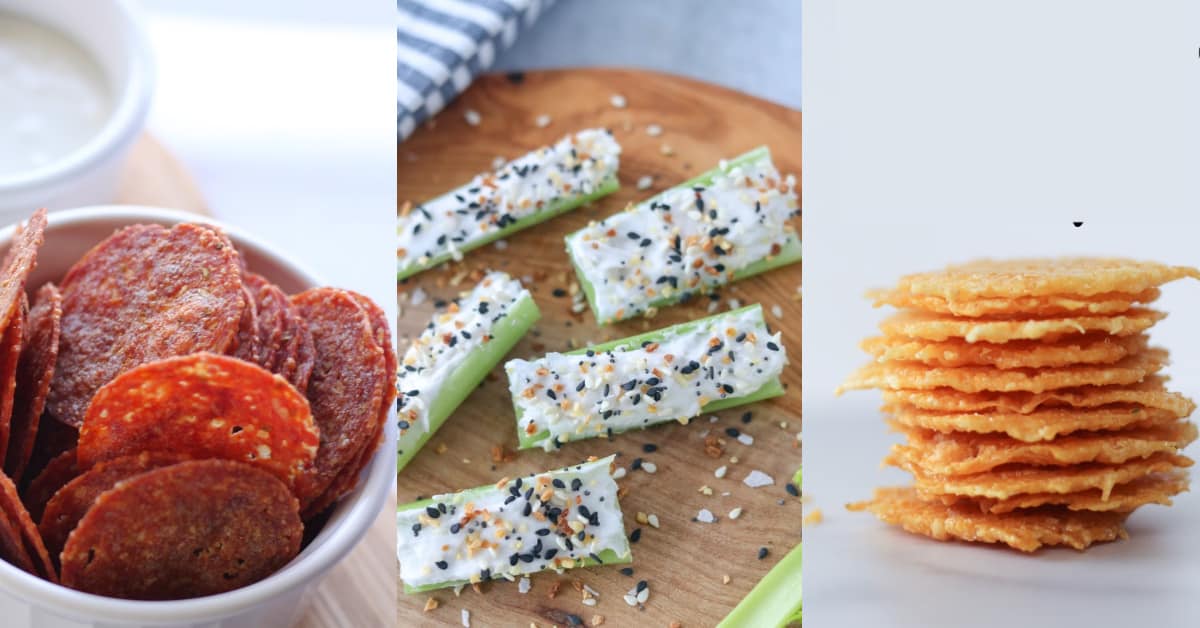 no carb snack image header with 3 snacks