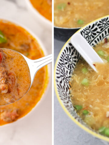 a collage of low carb soup recipes