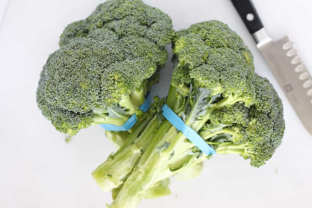 heads of broccoli for cauliflower & broccoli salad