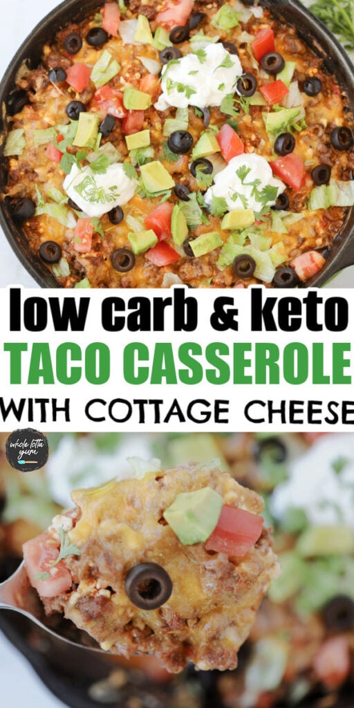 low carb taco casserole pin for pinterest