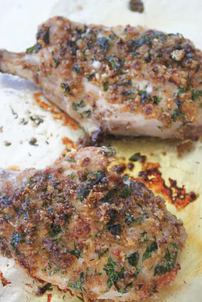 tender baked pork chops low carb on foil right out of the oven