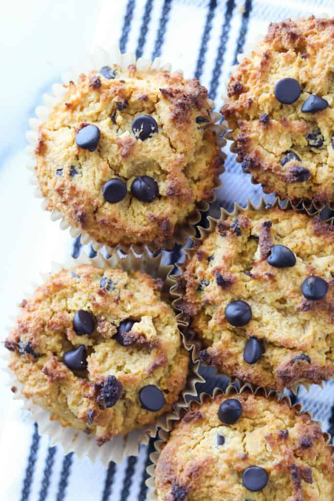 keto pumpkin muffins on a white and black towel