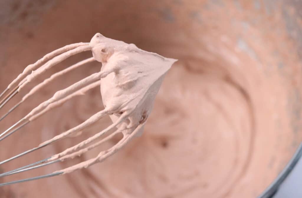 chocolate mousse keto with mousse on the beater after whipping