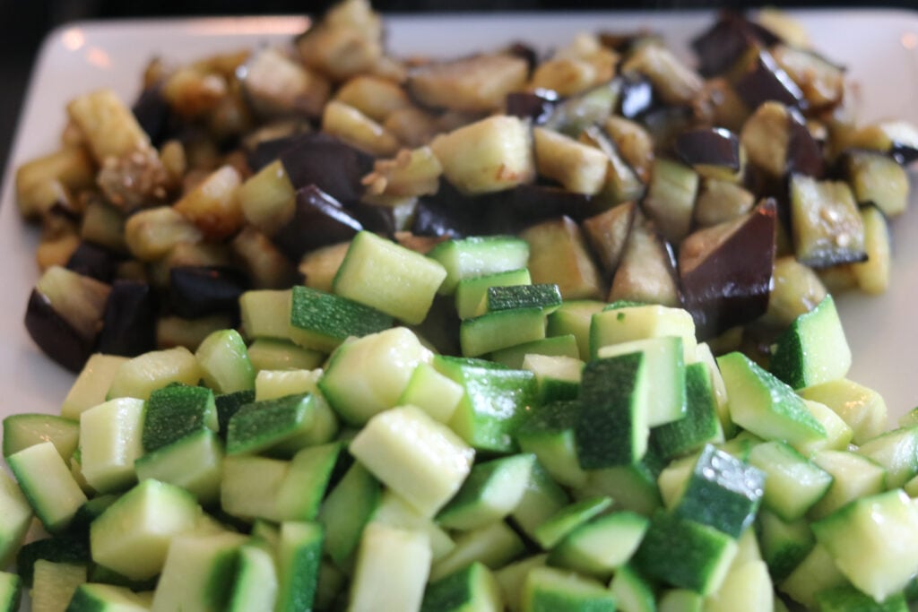 chopped vegetables for ratatouille