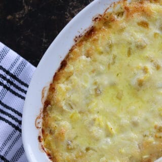 hot artichoke dip recipe just coming out hot from the oven