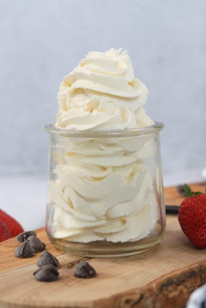 keto whipped cream piled up in a clear jar