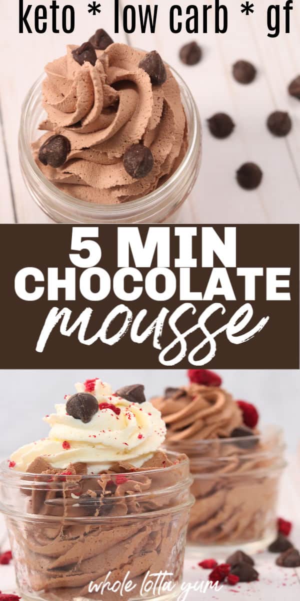 simple keto chocolate mousse pin for Pinterest