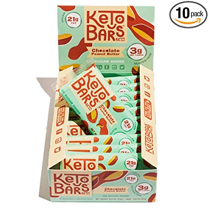 Image for Keto Chocolate Bars! The Original High Fat, Low Carb, Ketogenic Bar. Gluten Free, Vegan, Homemade with simple ingredients. [Chocolate Peanut Butter, 10 Pack]