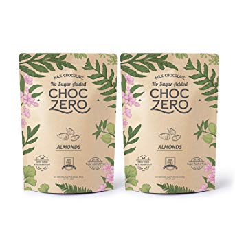 Image for ChocZero's Keto Chocolate Bark, Milk Chocolate Almonds, No Added Sugar, Low Carb, No Sugar Alcohols, Non-GMO (2 bags, 6 servings each)