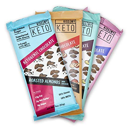 Image for Kiss My Keto Low Carb Keto Dark Chocolate Keto Snack, (4 Pack) A Perfect Sweet Treat with MCT Oil for Ketogenic Diet Support Sugar-Free, Keto Friendly Foods - No Artificial Ingredients