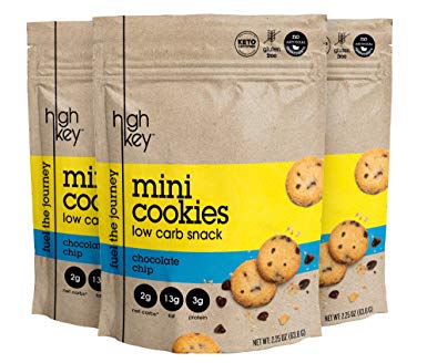 Image for HighKey Snacks Keto Mini Cookies; Keto Chocolate Chip, Pack of 3, 2.25oz Bags &ndash; Keto Friendly, Gluten Free, Low Carb, Healthy Snack - Sweet, Diet Friendly Dessert &ndash; Ketogenic Food with Natural Ingredients