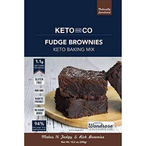 Image for Keto and Co Fudge Brownie Mix | All Natural, Naturally Sweetened, Gluten Free, Diabetic Friendly | Low Carb, Just 1 Net Carb Per Serving | No Added Sugar | Makes 16 Brownies