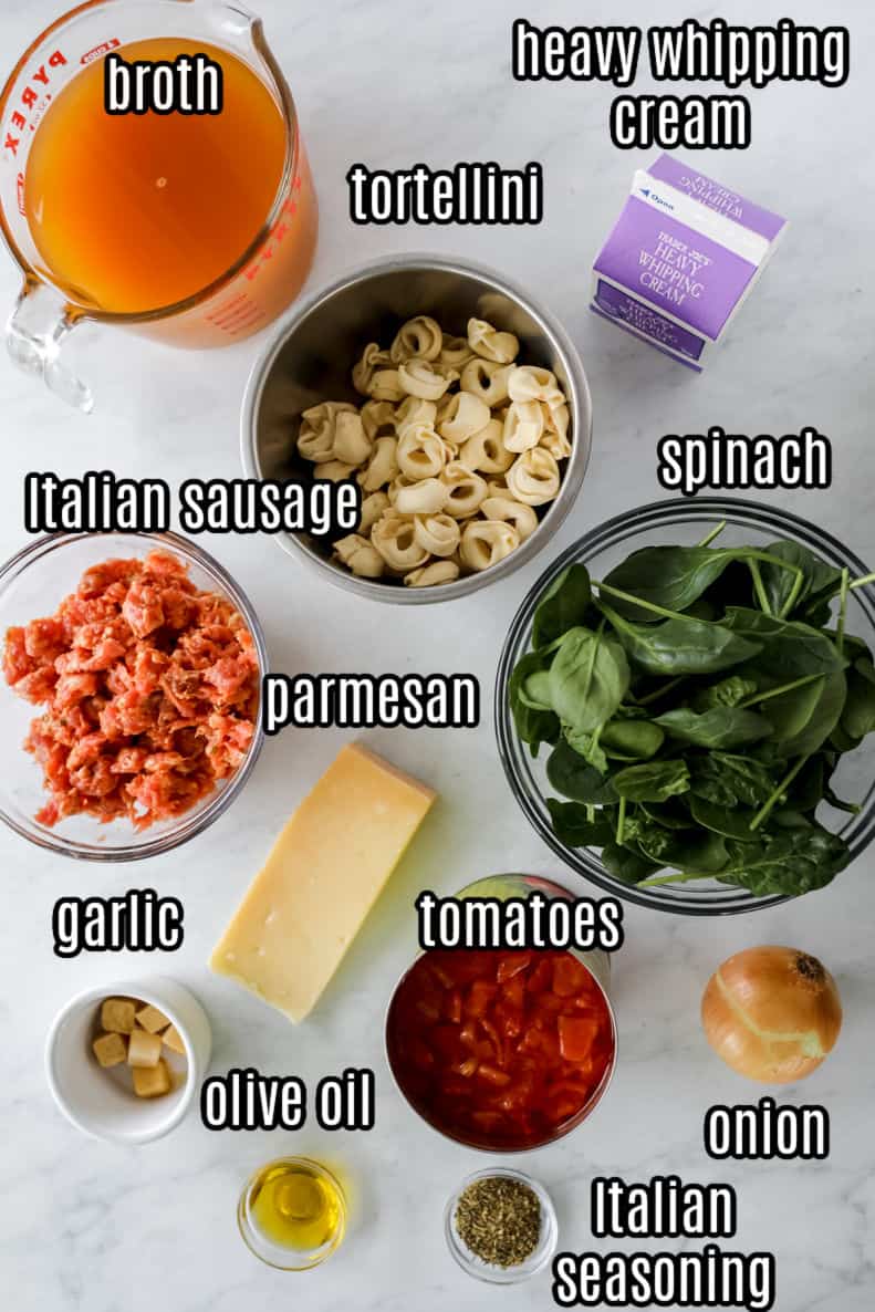 Italian sausage soup with tortellini ingredients