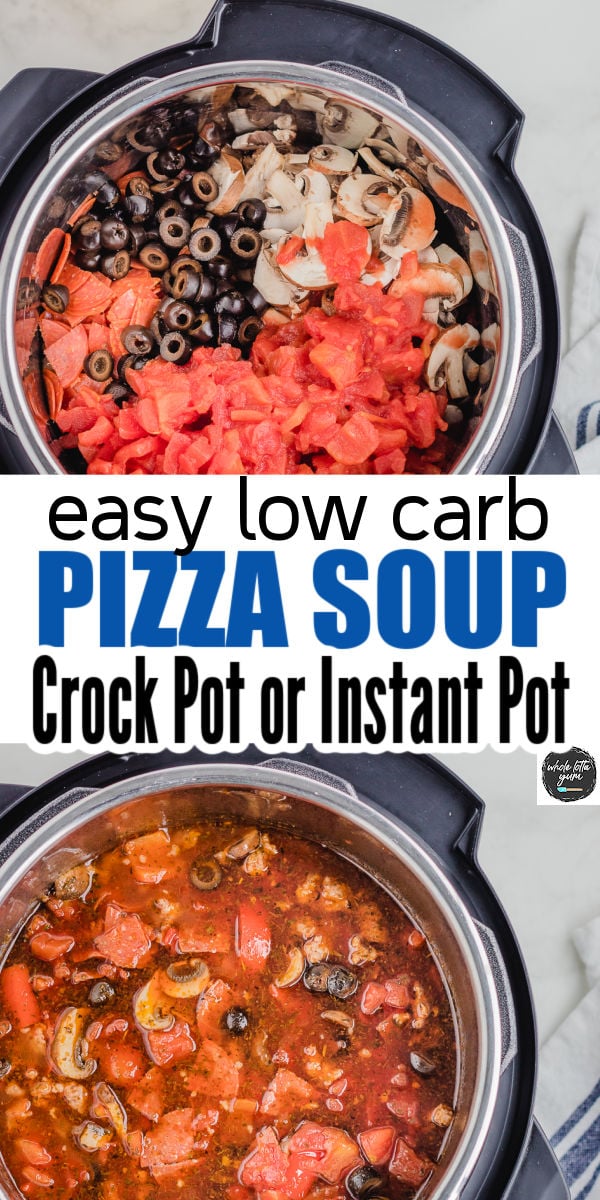 creamy pizza soup pin for pinterest