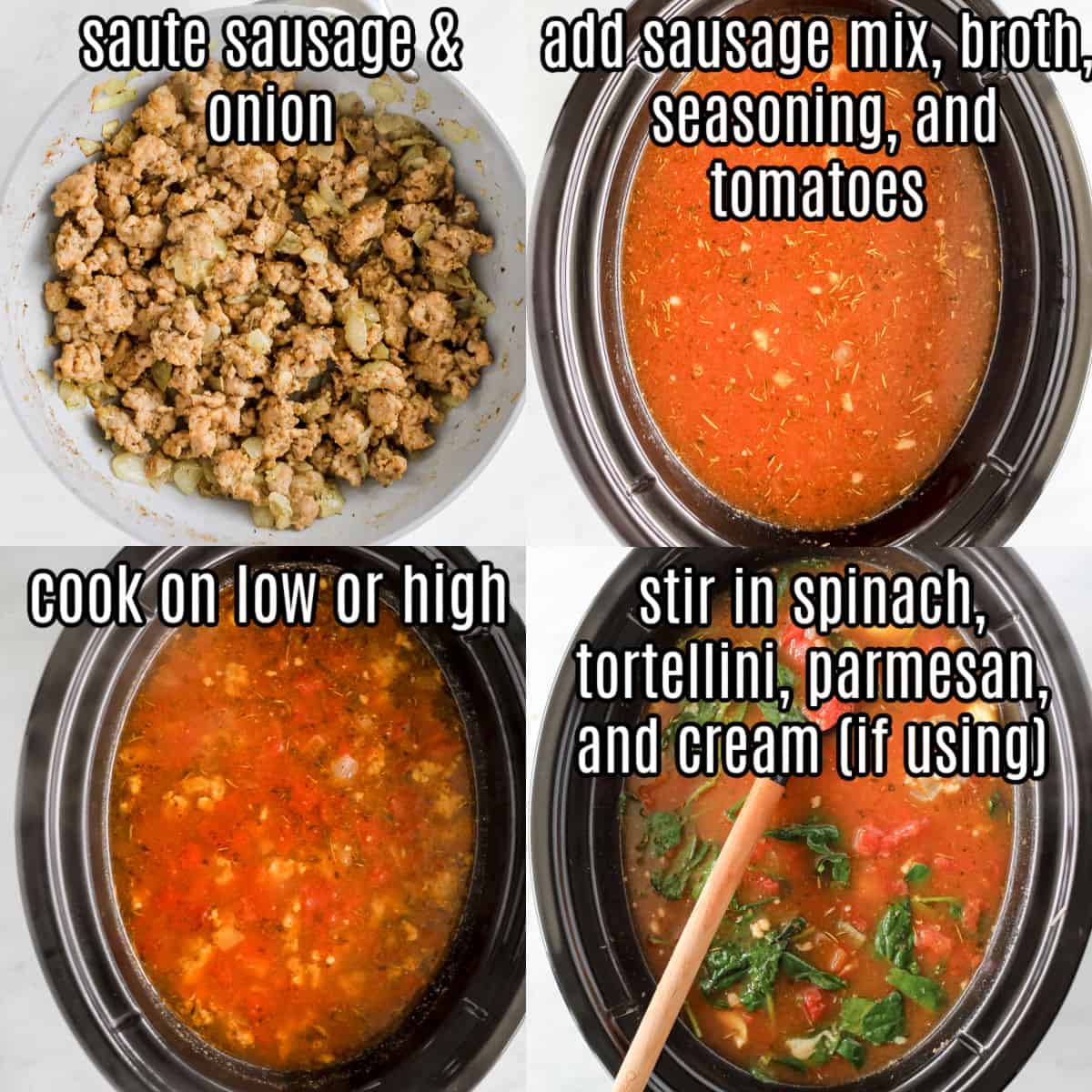 how to make sausage tortellini soup with spinach recipe steps