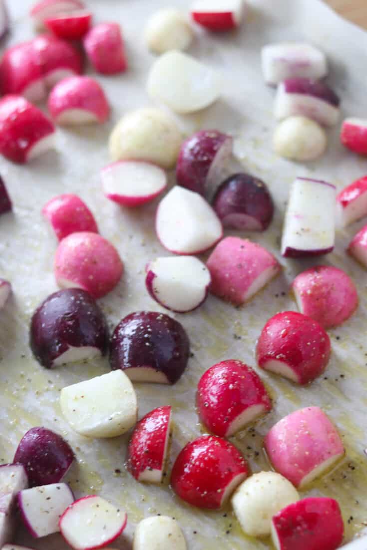 how to roast radishes starts with seasoning them first