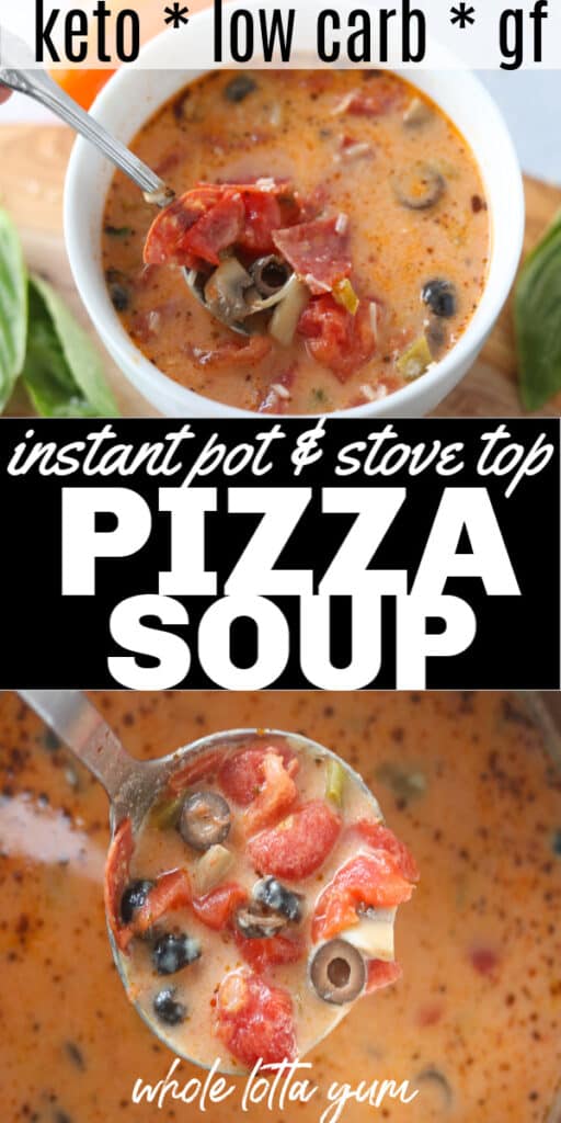 A long pizza soup pin for Pinterest