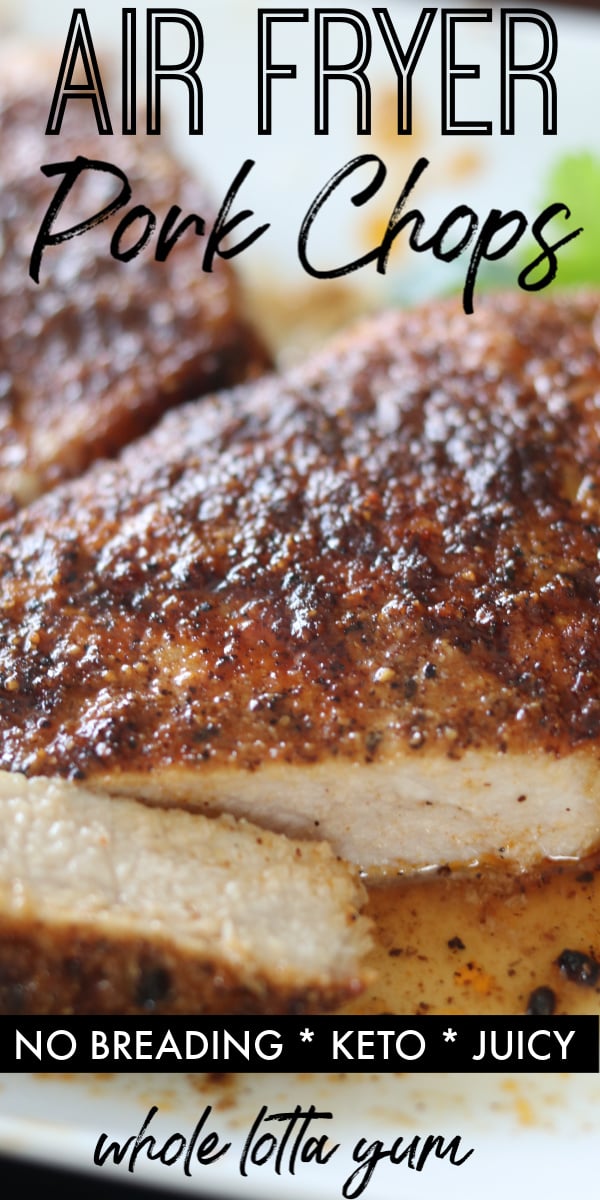 air fryer pork chops pin for Pinterest