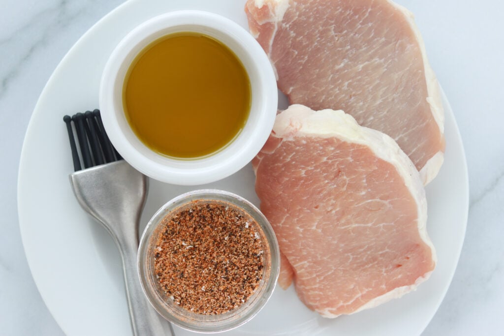 how to cook pork chops in air fryer with a photo of ingredients