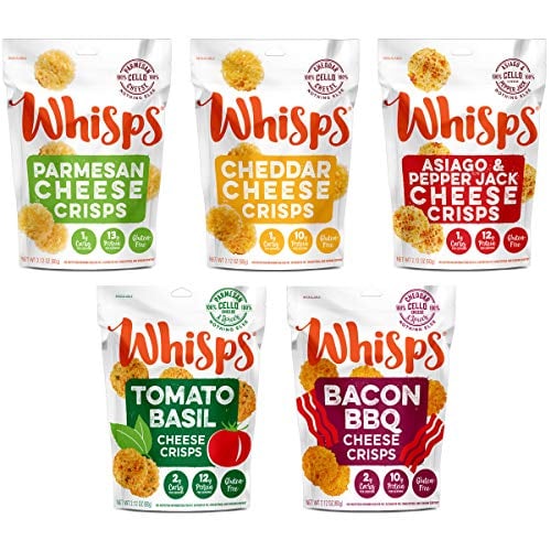 Image for Whisps Cheese Crisps 100% Cheese Crunchy Assortment | Keto Snack, No Gluten, No Sugar, Low Carb, High Protein | (2.12 ounce) (5 Pack)