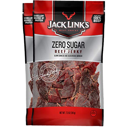 Image for Jack Link&rsquo;s Zero Sugar Beef Jerky, 7.3 oz. Bag, Pack of 2 &ndash; Keto Friendly Snacks with No Artificial Sweeteners, 15g of Protein and 80 Calories per Serving &ndash; No Sugar Everyday Snack, 14.6 Ounce