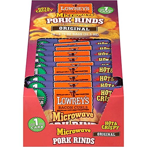 Image for Lowrey's Bacon Curls Microwave Pork Rinds (Chicharrones), Original, 1.75 Ounce (Pack of 18)