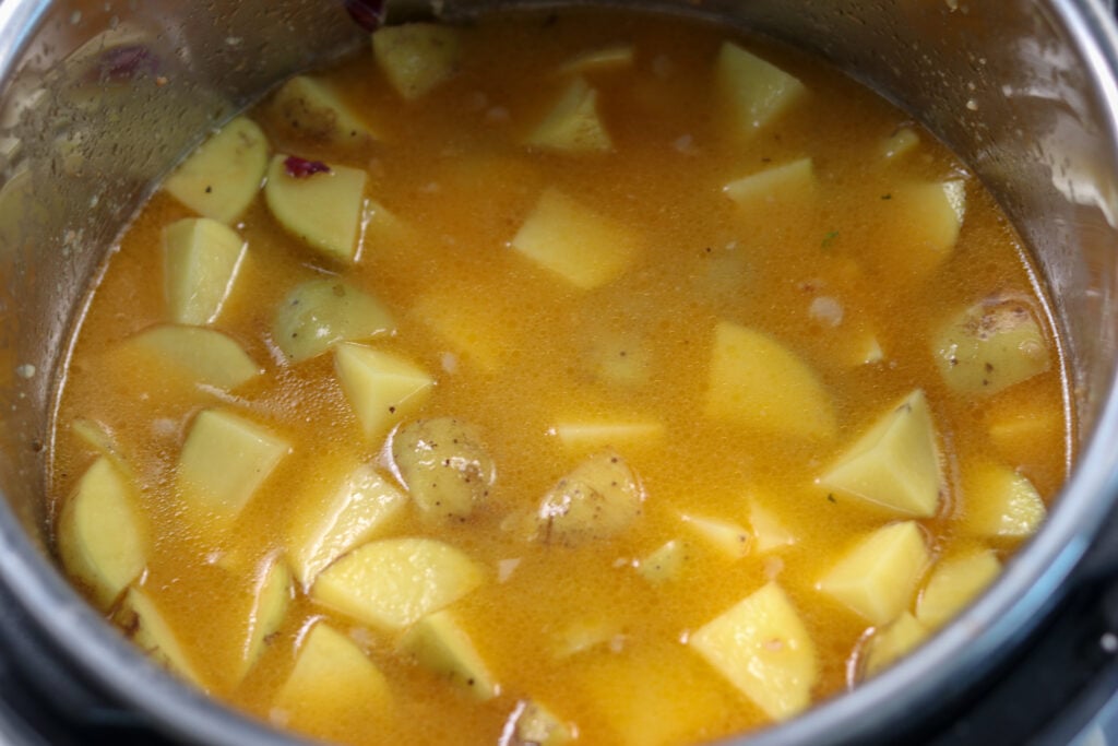 instant pot zuppa toscana recipe after adding the ingredients to the pot but before cooking