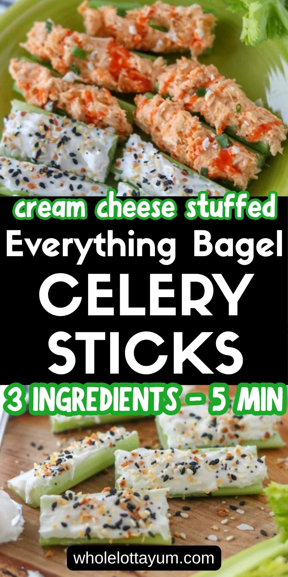 Stuffed Celery with Cream Cheese & Everything Bagel Seasoning