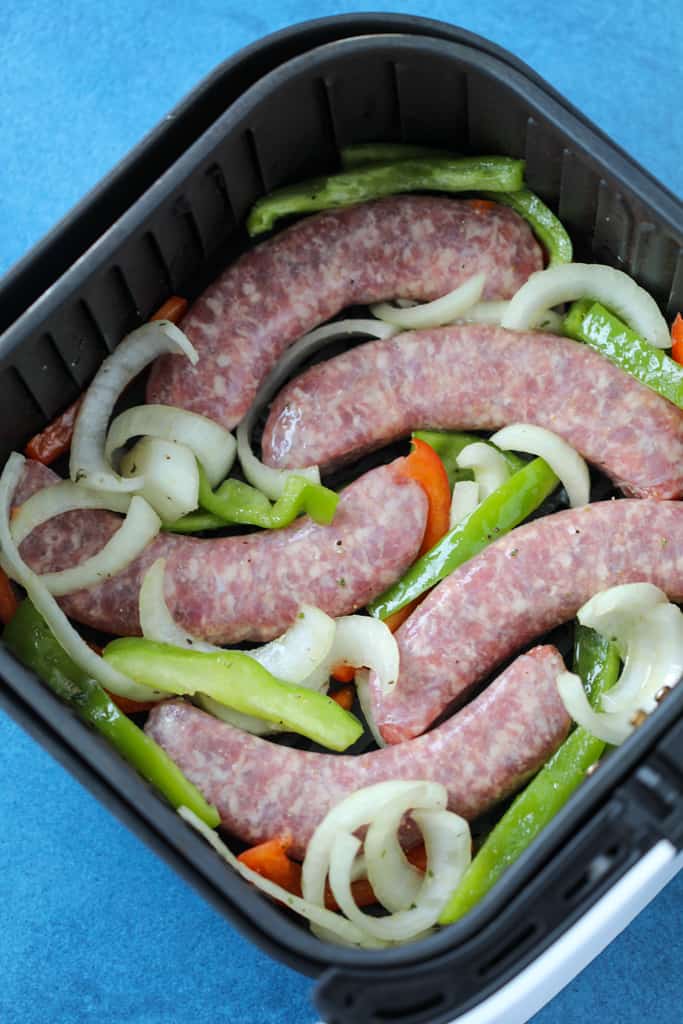lay brats in unit to cook air fryer bratwurst