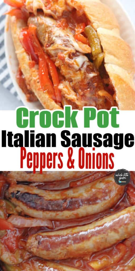 crockpot Italian sausage peppers and onions for Pinterest