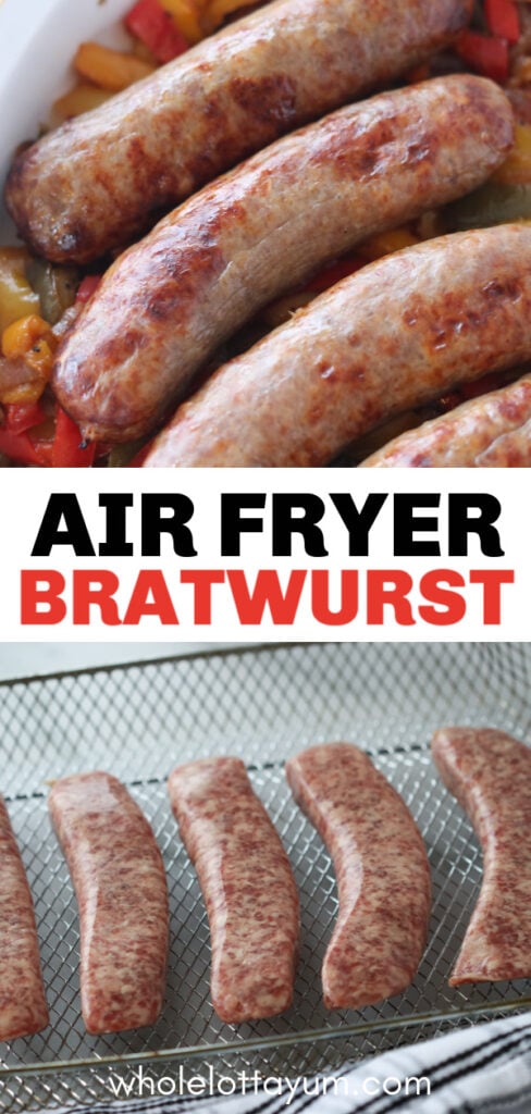 easy air fryer bratwurst recipe Pinterest pin
