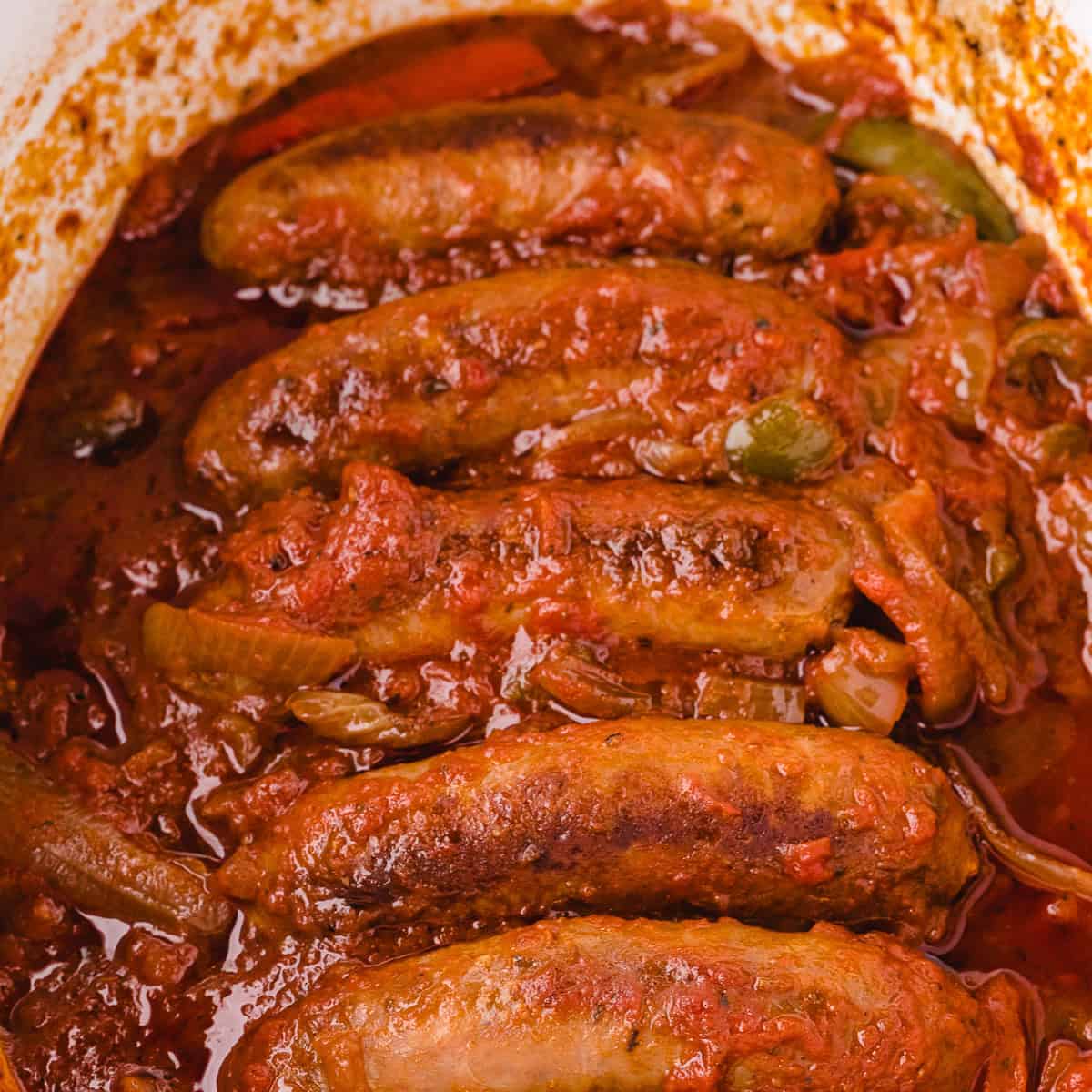 sausage peppers and onions in a slow cooker