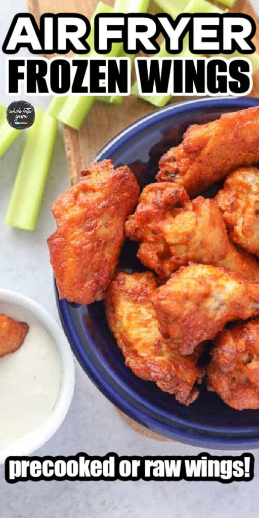 air fryer frozen wings image for social media