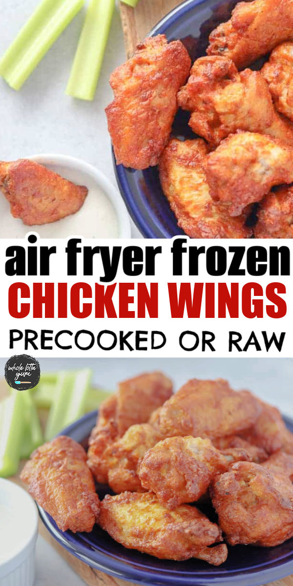 air fryer frozen chicken wings pin for social media