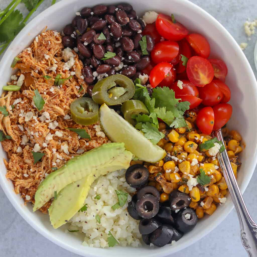 instant pot shredded chicken taco bowls