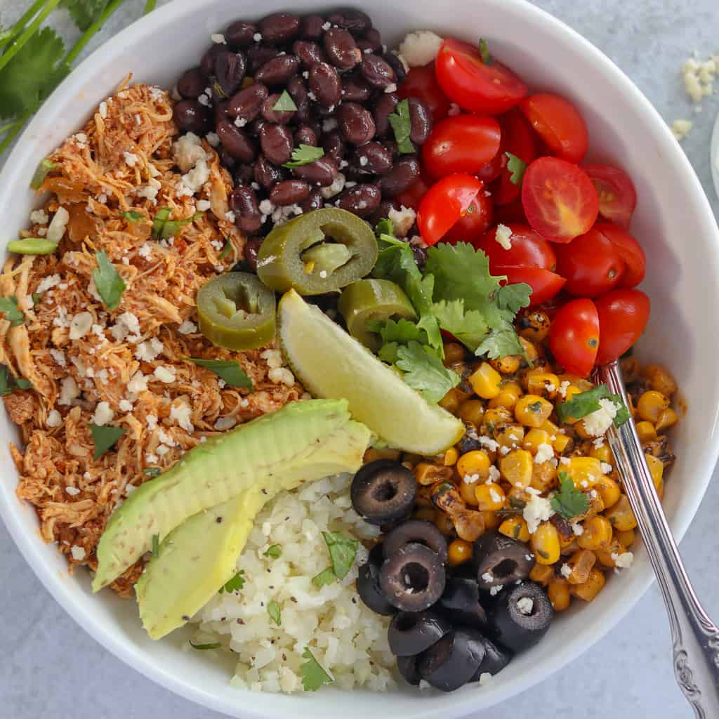 instant pot shredded chicken taco bowls