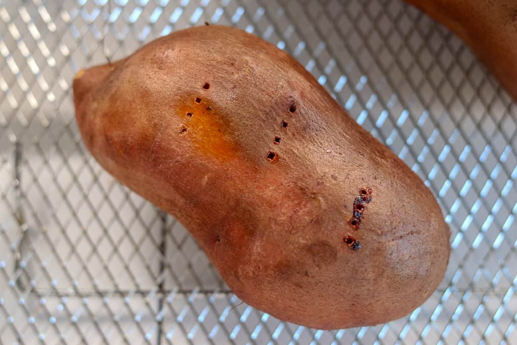 pricked sweet potatoes in air fryer using an Omni Plus oven