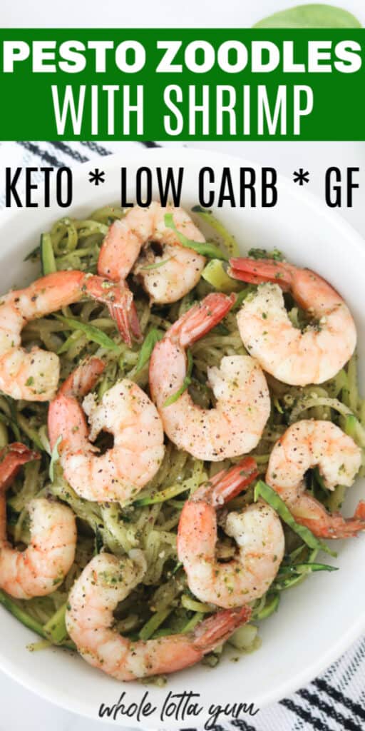 zucchini noodles keto with shrimp in a bowl