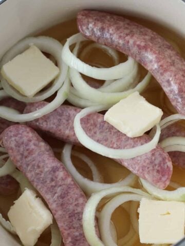 boiled brats in beer in a dutch oven