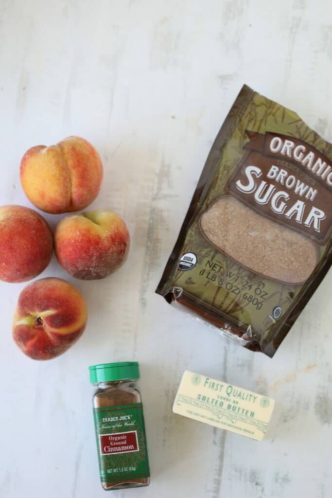 how to bake peaches ingredients on a white background