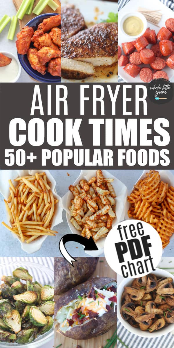 air fryer cooking times chart pdf image for Pinterest
