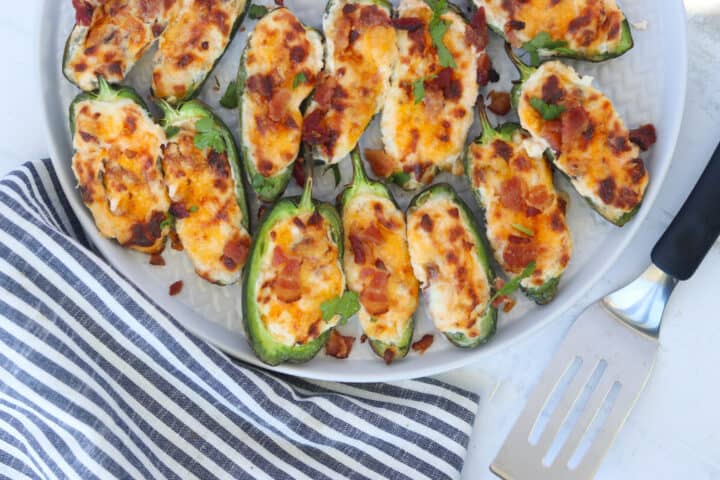 cream cheese stuffed jalapeno poppers recipe on a plate