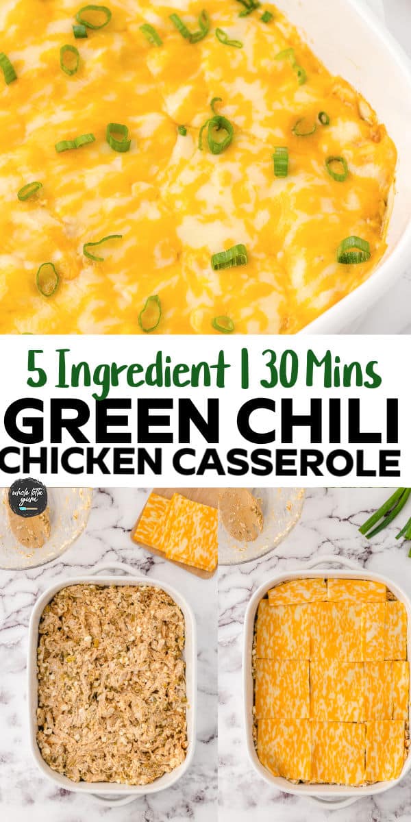 easy green chili chicken pin for pinterest